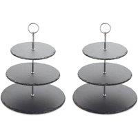 Artesa Set of 2 Appetiser Slate 3 Tier Serving Stand in Charcoal