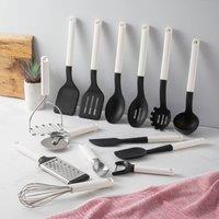 KitchenAid 14pc Utensil Set, Porcelain White, Non-Stick with Hanging Loops in White
