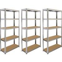 Monstershop 6 x GALWIX 90cm x 180cm x 30cm Galvanised Racking in Silver | Size: 90 cm x 180 cm x 30 cm