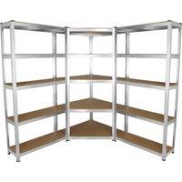 Monstershop Galwix 90cm Racking Bundle: Corner Shelving & 2 Garage Racking Bays in Silver