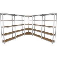Monstershop Galwix 90cm Racking Bundle: Corner Shelving & 4 Garage Racking Bays in Silver