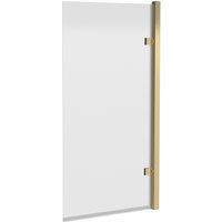 Balterley Hinged Straight 8mm Safety Glass Reversible Bath Screen, Brushed Brass in Metallics