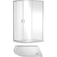 Balterley Ruwa Offset Quad Shower Suite LH, 1200 x 800mm Tray & Enclosure Chrome in Silver