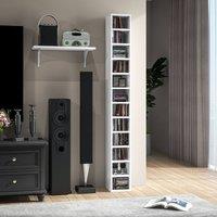HOMCOM 204 CD Storage Tower, Tall Bookcase Bookshelf with 12 Cubes in White | Size: 6ft