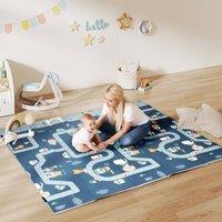 AIYAPLAY Foldable Baby Play Mat, Baby Playpen, Traffic & Grey Diamond Theme | Size: 1.4m