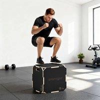 SPORTNOW Non-Slip Plyo Box, Corner-free Wooden Jump Box, 41 x 51 x 48 cm in Black | Size: Large