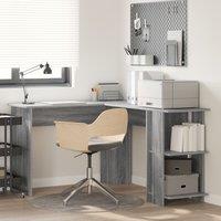 Berkfield Home Corner Desk with Storage Grey Sonoma 140x113, 5x75cm | Size: 5x75 cm