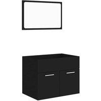 Berkfield Home 2 Piece Bathroom Furniture Set Black Engineered Wood