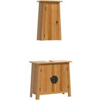 Berkfield Home 2 Piece Bathroom Furniture Set Solid Wood Pine in Brown