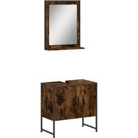 Berkfield Home 2 Piece Bathroom Cabinet Set Smoked Oak Engineered Wood in Brown