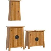 Berkfield Home 3 Piece Bathroom Furniture Set Solid Wood Pine in Brown