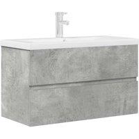 Berkfield Home 2 Piece Bathroom Furniture Set Concrete Grey Engineered Wood