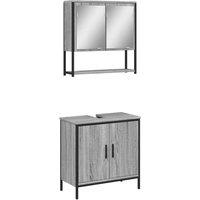 Berkfield Home 2 Piece Bathroom Furniture Set Grey Sonoma Engineered Wood