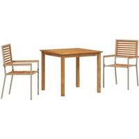 Berkfield Home 3 Piece Garden Dining Set Beige Poly Rattan Acacia