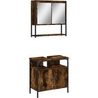 Berkfield Home 2 Piece Bathroom Furniture Set Smoked Oak Engineered Wood in Brown