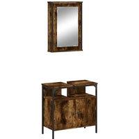 Berkfield Home 2 Piece Bathroom Furniture Set Smoked Oak Engineered Wood in Brown