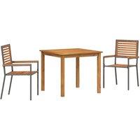 Berkfield Home 3 Piece Garden Dining Set Grey Poly Rattan Acacia