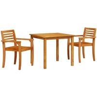 Berkfield Home 3-Piece Acacia Wood Garden Dining Set in Brown