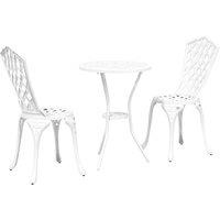 Berkfield Home 3-Piece White Cast Aluminum Garden Bistro Set