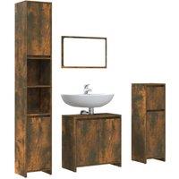 Berkfield Home 4 Piece Bathroom Furniture Set Smoked Oak Engineered Wood in Brown