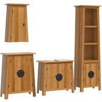 Berkfield Home 4 Piece Bathroom Furniture Set Solid Wood Pine in Brown