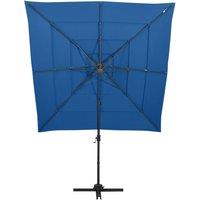 Berkfield Home 4-Tier Parasol with Aluminium Pole Azure Blue 250x250 cm