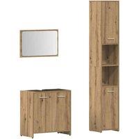 Berkfield Home 3 Piece Bathroom Furniture Set Artisan Oak Engineered Wood in Brown