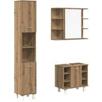 Berkfield Home 3 Piece Bathroom Furniture Set Artisan Oak Engineered Wood in Brown