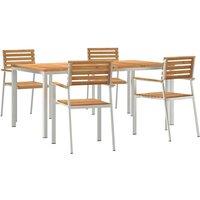Berkfield Home 5 Piece Garden Dining Set Solid Wood Teak in Brown