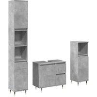 Berkfield Home 3 Piece Bathroom Furniture Set Concrete Grey Engineered Wood