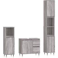 Berkfield Home 3 Piece Bathroom Furniture Set Grey Sonoma Engineered Wood
