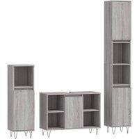 Berkfield Home 3 Piece Bathroom Furniture Set Grey Sonoma Engineered Wood
