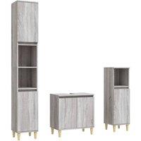 Berkfield Home 3 Piece Bathroom Furniture Set Grey Sonoma Engineered Wood