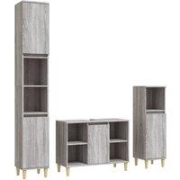 Berkfield Home 3 Piece Bathroom Furniture Set Grey Sonoma Engineered Wood