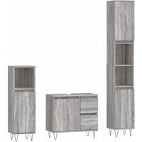 Berkfield Home 3 Piece Bathroom Furniture Set Grey Sonoma Engineered Wood