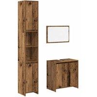 Berkfield Home 3 Piece Bathroom Furniture Set Old Wood Engineered Wood