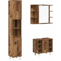 Berkfield Home 3 Piece Bathroom Furniture Set Old Wood Engineered Wood in Brown
