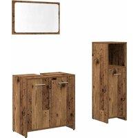 Berkfield Home 3 Piece Bathroom Furniture Set Old Wood Engineered Wood in Brown
