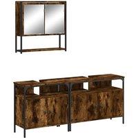 Berkfield Home 3 Piece Bathroom Furniture Set Smoked Oak Engineered Wood in Brown