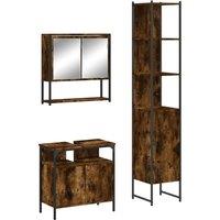 Berkfield Home 3 Piece Bathroom Furniture Set Smoked Oak Engineered Wood in Brown