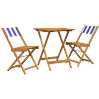 Berkfield Home 3 Piece Bistro Set Blue & White Fabric & Solid Wood