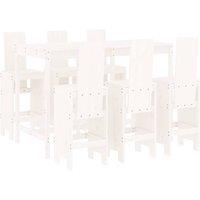 Berkfield Home 7 Piece Garden Bar Set White Solid Wood Pine