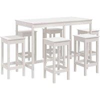 Berkfield Home 7 Piece Garden Bar Set White Solid Wood Pine