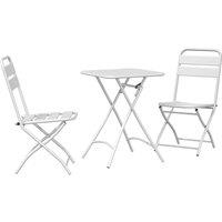 Berkfield Home 3-Piece Folding Bistro Set in White Steel