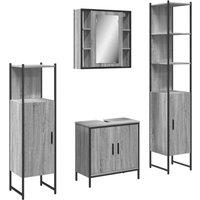Berkfield Home 4 Piece Bathroom Cabinet Set Grey Sonoma Engineered Wood
