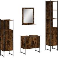 Berkfield Home 4 Piece Bathroom Cabinet Set Smoked Oak Engineered Wood in Brown
