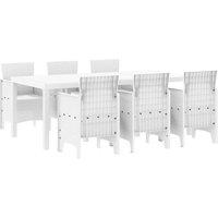 Berkfield Home 7 Piece Garden Dining Set White Poly Rattan