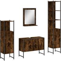 Berkfield Home 4 Piece Bathroom Cabinet Set Smoked Oak Engineered Wood in Brown