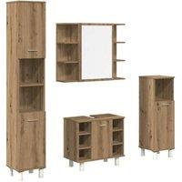 Berkfield Home 4 Piece Bathroom Furniture Set Artisan Oak Engineered Wood in Brown