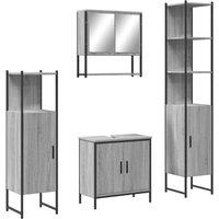 Berkfield Home 4 Piece Bathroom Furniture Set Grey Sonoma Engineered Wood